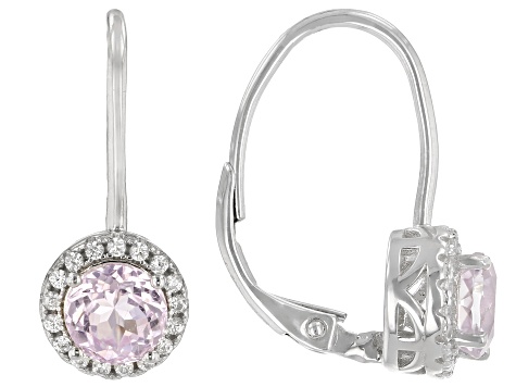 Pink Kunzite Rhodium Over Sterling Silver Earrings 2.00ctw