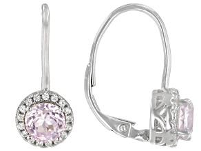 Pink Kunzite Rhodium Over Sterling Silver Earrings 2.00ctw