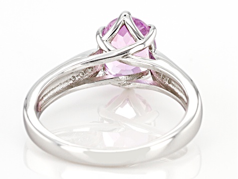 Pink Kunzite Rhodium Over Sterling Silver Ring 2.24ctw