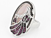 Pink Rose Quartz Rhodium Over Sterling Silver Ring 0.29ctw