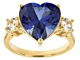Blue Lab Created Sapphire 18k Yellow Gold Over Sterling Silver Ring 7.53ctw