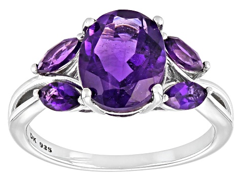 Purple Amethyst Rhodium Over Sterling Silver Ring 2.44ctw