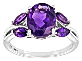 Purple Amethyst Rhodium Over Sterling Silver Ring 2.44ctw