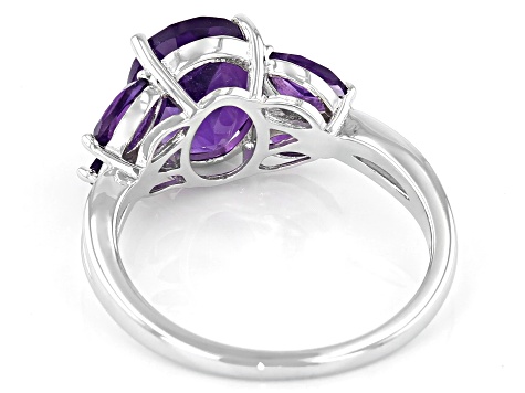 Purple Amethyst Rhodium Over Sterling Silver Ring 2.44ctw