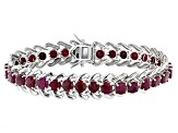 Red Indian Ruby Rhodium Over Sterling Silver Bracelet 23.04ctw
