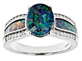 Multi Color Mosaic Opal Triplet Rhodium Over Sterling Silver Ring 0.25ctw