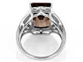Brown Smoky Quartz Rhodium Over Sterling Silver Solitare Ring 7.10ct