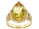 Brown Quantum Cut® Champagne Quartz 18k Yellow Gold Over Sterling Silver Ring 6.68ctw