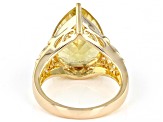 Brown Quantum Cut® Champagne Quartz 18k Yellow Gold Over Sterling Silver Ring 6.68ctw