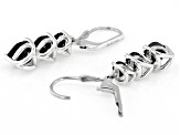 Black Spinel Rhodium Over Sterling Silver 3-Stone Earrings 2.97ctw