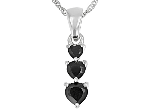 Black Spinel Rhodium Over Sterling Silver Pendant With Chain 1.48ctw