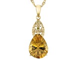 Champagne Quartz 18k Yellow Gold Over Sterling Silver Pendant With Chain 7.77ctw