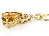 Champagne Quartz 18k Yellow Gold Over Sterling Silver Pendant With Chain 7.77ctw