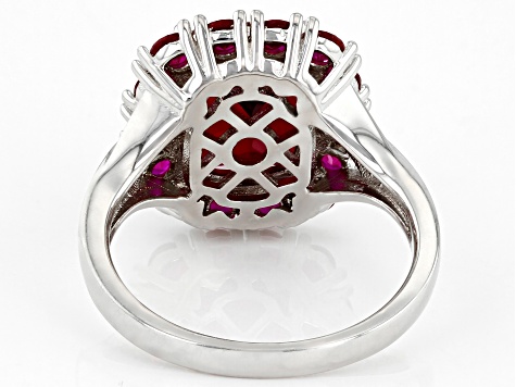 Sterling Silver Created Ruby Statement Dome Band Ring