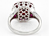 Red Lab Created Ruby Rhodium Over Sterling Silver Ring 6.32ctw