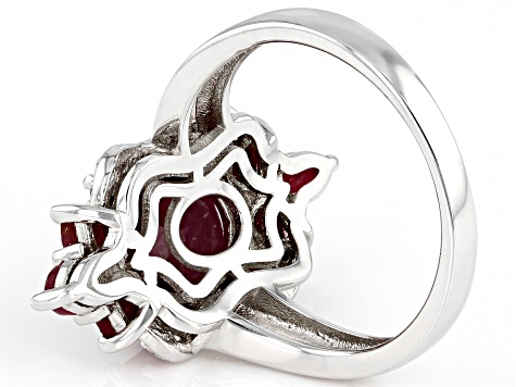 Red Ruby Rhodium Over Sterling Silver Ring 4.57ctw