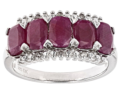 Red Ruby Rhodium Over Sterling Silver Band Ring 3.65ctw - JIH039