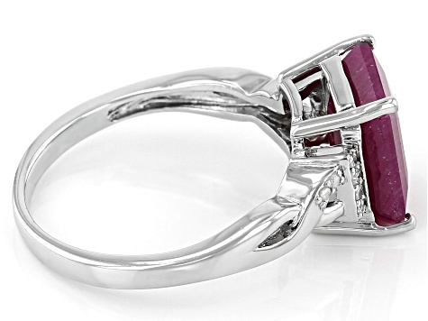 Red Ruby Rhodium Over Sterling Silver Ring 3.73ctw