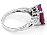 Red Ruby Rhodium Over Sterling Silver Ring 3.73ctw