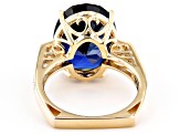 Blue Lab Created Sapphire 18k Yellow Gold Over Sterling Silver Ring 9.04ctw
