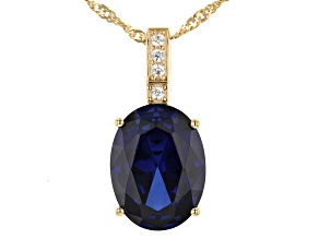 Blue Lab Created Sapphire 18k Yellow Gold Over Silver Pendant 8.70ctw