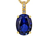 Blue Lab Created Sapphire 18k Yellow Gold Over Silver Pendant 8.70ctw