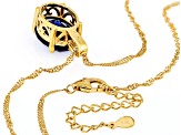Blue Lab Created Sapphire 18k Yellow Gold Over Silver Pendant 8.70ctw