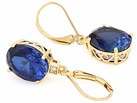 Blue Lab Created Sapphire 18k Yellow Gold Over Sterling Silver