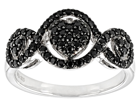Black Spinel Rhodium Over Sterling Silver Ring 0.64ctw