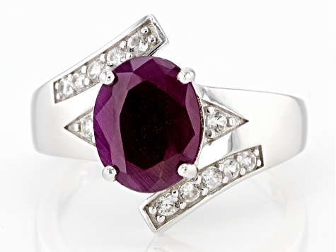 Red Ruby Rhodium Over Sterling Silver Ring 3.57ctw