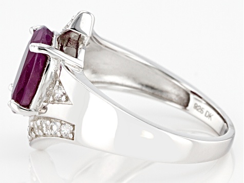 Red Ruby Rhodium Over Sterling Silver Ring 3.57ctw