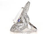 White Lab Created Opal Rhodium Over Sterling Silver Ring 1.83ctw