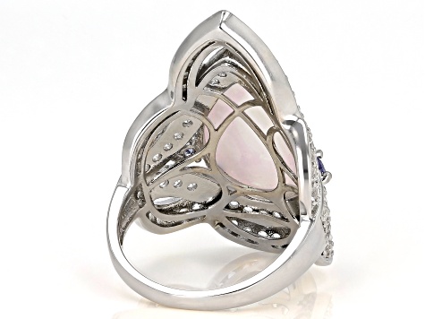 White Lab Created Opal Rhodium Over Sterling Silver Ring 1.83ctw