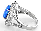 Blue Lab Created Opal Rhodium Over Sterling Silver Ring 1.48ctw