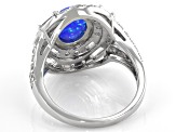 Blue Lab Created Opal Rhodium Over Sterling Silver Ring 1.48ctw