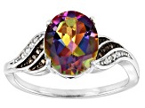 Multi Color Quartz Rhodium Over Sterling Silver Ring 2.00ctw