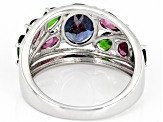 Blue Alexandrite Rhodium Over Sterling Silver Ring 3.54ctw