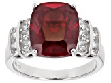 Red Lab Created Ruby Rhodium Over Sterling Silver Ring 6.18ctw