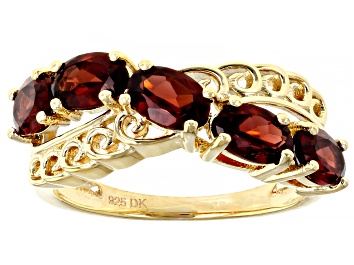 Picture of Red Garnet 18K Yellow Gold Over Sterling Silver Ring 2.55ctw