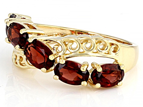 jjj 「ggg 」 Red Garnet 18K Yellow Gold Over Sterling Silver Ring 2.55ctw