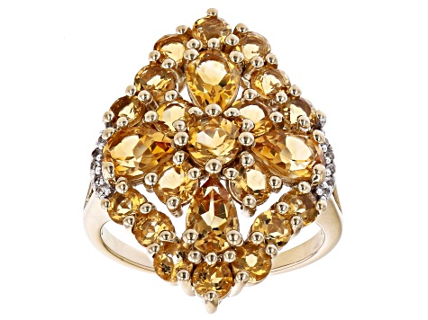 Yellow Citrine 18K Yellow Gold Over Silver Ring 3.43ctw