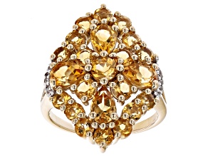 Yellow Citrine 18K Yellow Gold Over Silver Ring 3.43ctw