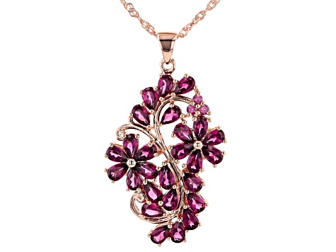 Magenta Rhodolite 18k Rose Gold Over Sterling Silver Pendant With Chain 5.88ctw