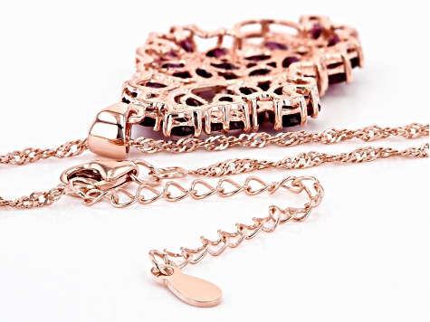 Magenta Rhodolite 18k Rose Gold Over Sterling Silver Pendant With Chain 5.88ctw