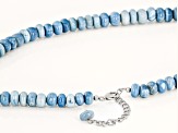 Blue Opal Beaded Rhodium Over Sterling Silver Necklace 6-8mm