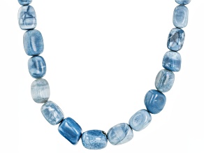 Blue Opal Rhodium Over Sterling Silver Beaded Necklace
