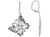 White Mother-Of-Pearl Rhodium Over Sterling Silver Butterfly Earrings 1.70ctw