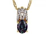 Color Change Lab Created Alexandrite 18K Yellow Gold Over Silver Pendant With Chain 1.39ctw
