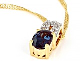 Lab Created Color Change Alexandrite 18K Yellow Gold Over  Silver Pendant With Chain 1.39ctw