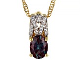 Lab Created Color Change Alexandrite 18K Yellow Gold Over  Silver Pendant With Chain 1.39ctw